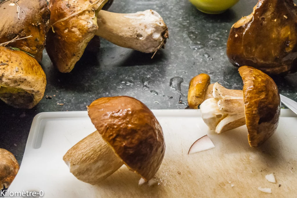 Bar aux aubergines et aux cèpes - Étape 1