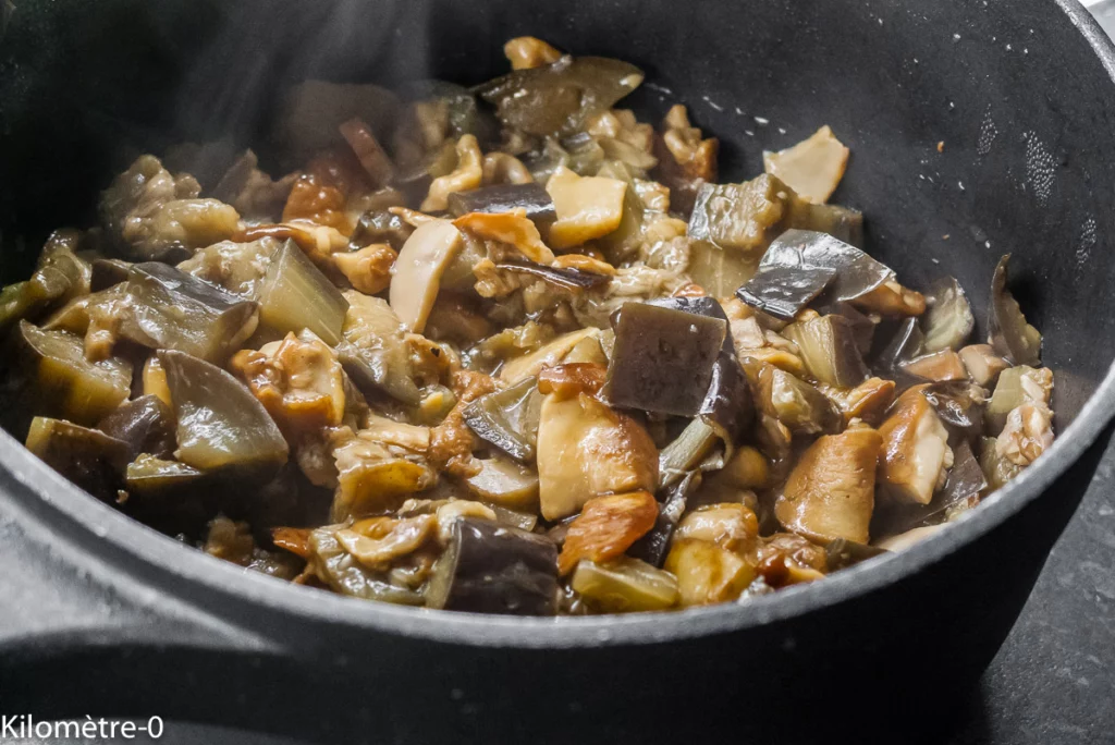 Bar aux aubergines et aux cèpes - Étape 5