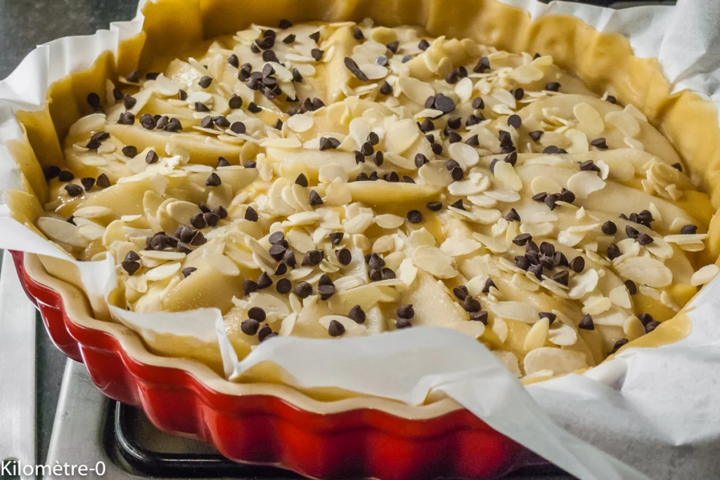 Tarte fondante à la crème, poires et chocolat - Étape 14