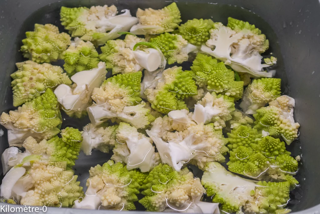 Chou romanesco aux crevettes - Étape 2