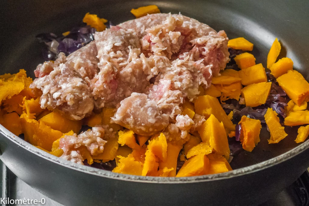 Butternut farcie aux saucisses et marrons - Étape 6