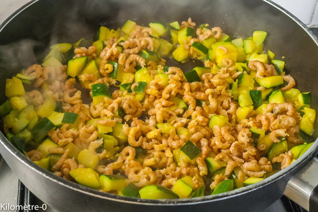 Poêlée de courgettes et cèpes aux crevettes. - Étape 7