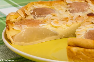 Photo de recette de dessert, facile, fruits, automne, hiver, clafoutis, flognarde, flaugnarde, poires, laitage,  lait frais, bio, rapide, Kilomètre-0, blog de cuisine réalisée à partir de produits de saison et issus de circuits courts