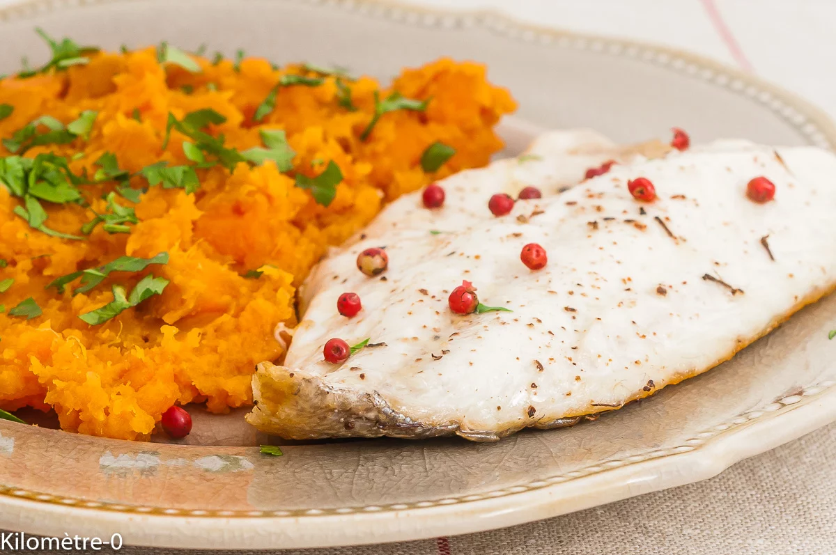 Photo de recette de poisson, facile, rapide, daurade royale, daurade, dorade, patate douce, légumes, healthy, Kilomètre-0, blog de cuisine réalisée à partir de produits de saison et issus de circuits courts
