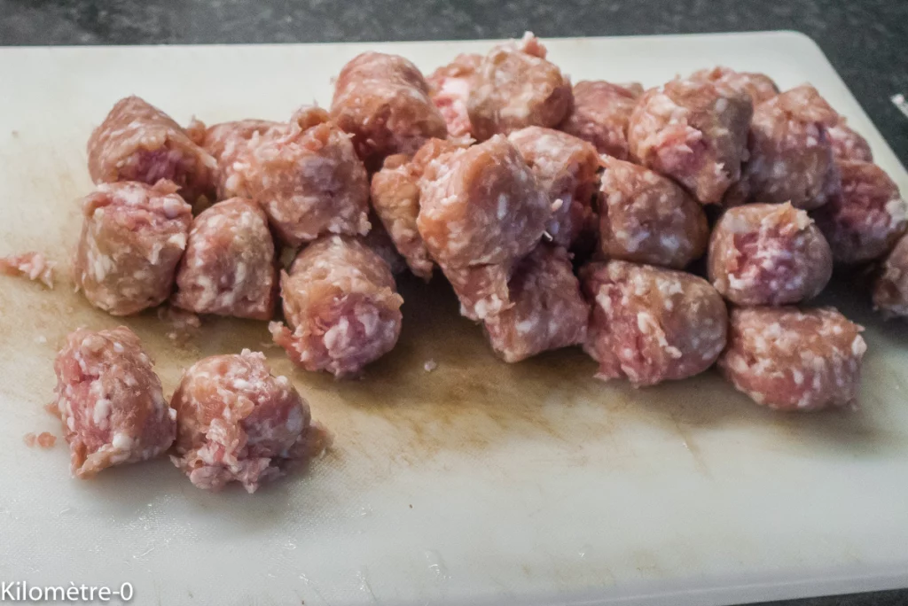 Saucisses au chou chinois - Étape 1