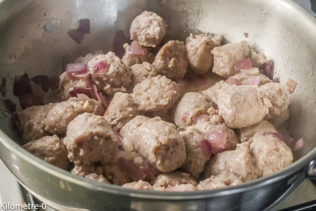 Saucisses au chou chinois - Étape 3