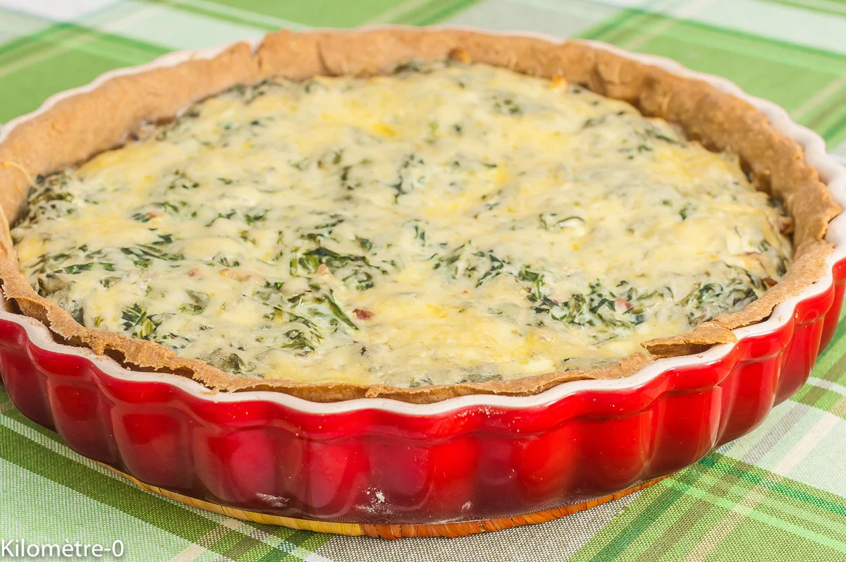 Photo de recette de quiche, épinards, végétarien, cuisine yiddish, juive, cuisine du monde, facile, quiche, tarte salée, bio de Kilomètre-0, blog de cuisine réalisée à partir de produits de saison et issus de circuits courts
