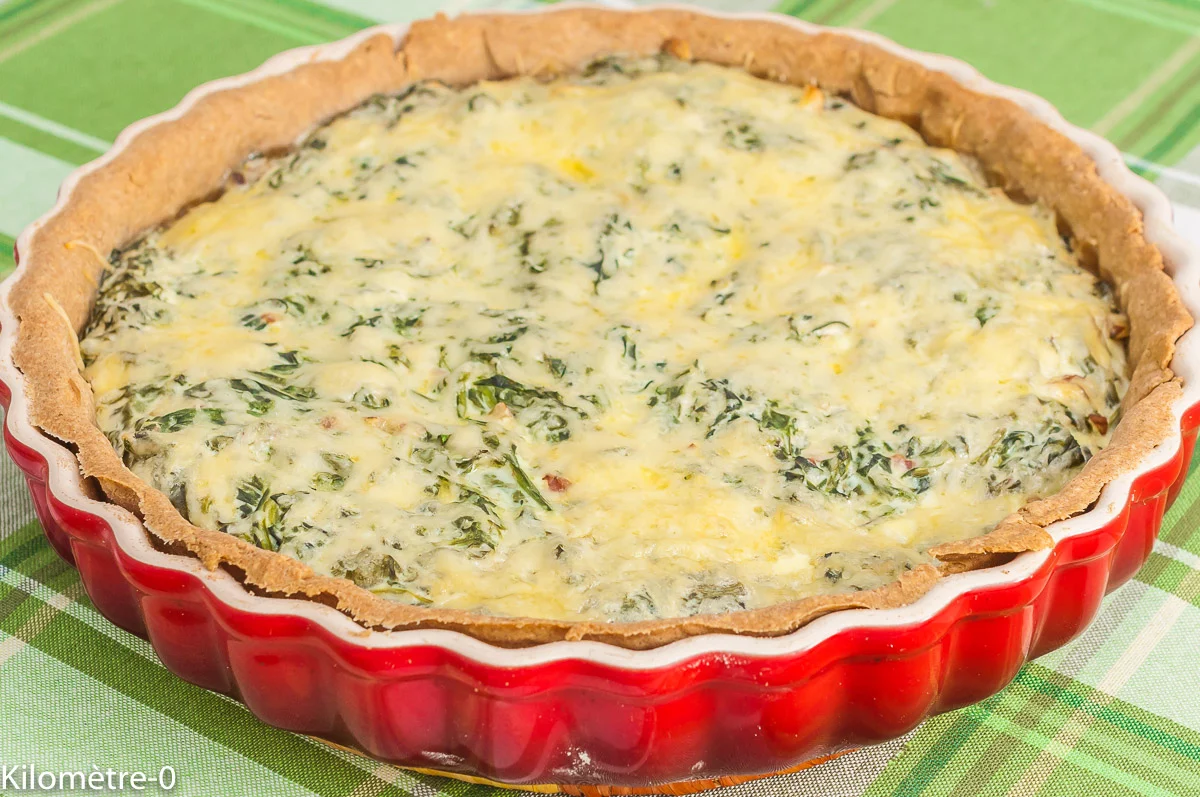 Photo de recette de quiche, épinards, végétarien, cuisine yiddish, juive, cuisine du monde, facile, quiche, tarte salée, bio de Kilomètre-0, blog de cuisine réalisée à partir de produits de saison et issus de circuits courts