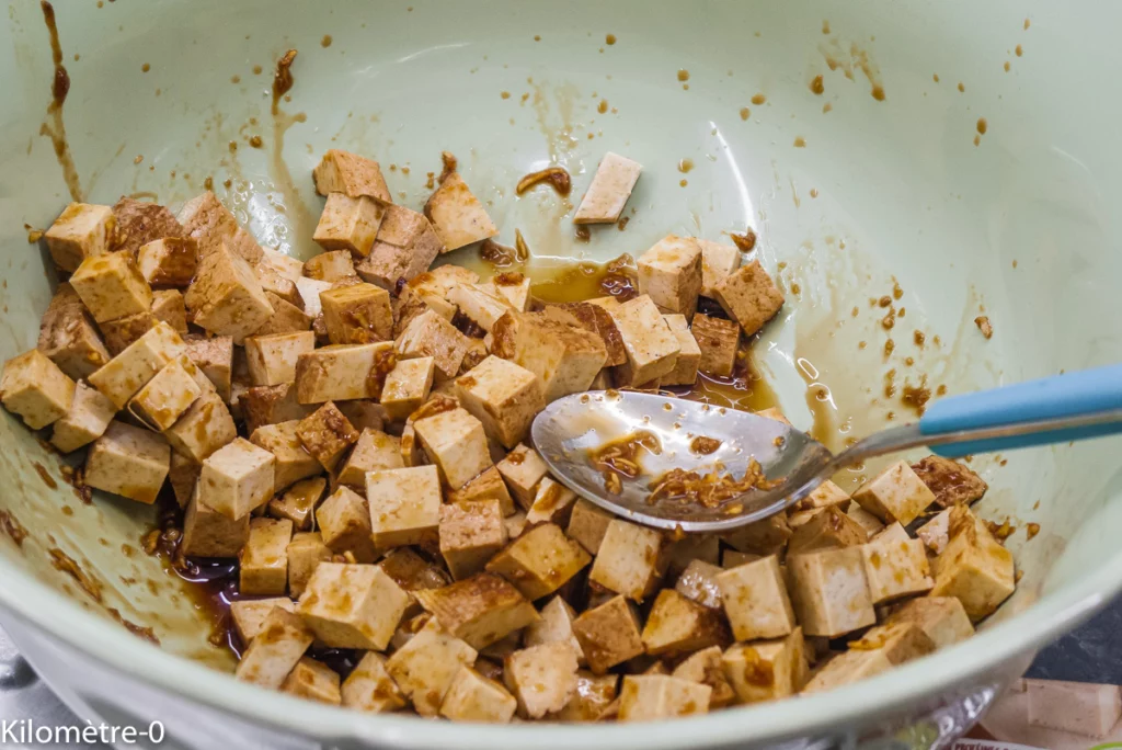 Salade de chou rouge et carottes au tofu - Étape 3