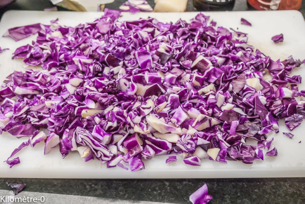 Salade de chou rouge et carottes au tofu - Étape 4