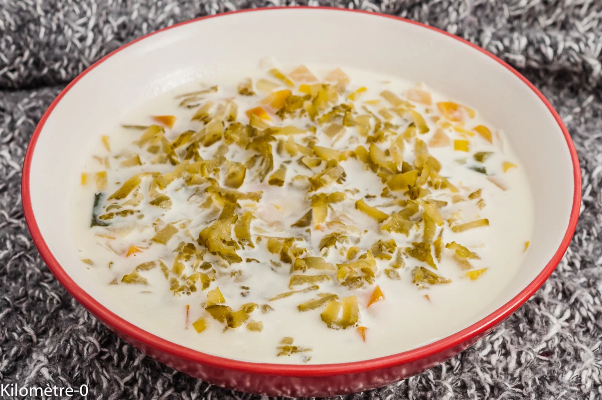 Photo de recette de soupe, cornichons, légumes, soupe polonaise, facile, rapide, bio, cuisine du monde, Pologne, cuisine européenne, Kilomètre-0, blog de cuisine réalisée à partir de produits de saison et issus de circuits courts