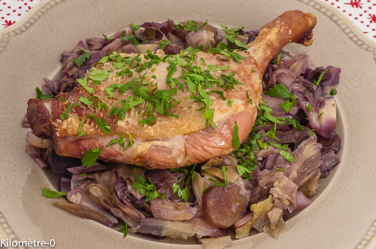 Photo de recette de viande, volaille, canard, chou pomme, carotte, chou, hiver, plat unique, Kilomètre-0, blog de cuisine réalisée à partir de produits de saison et issus de circuits courts