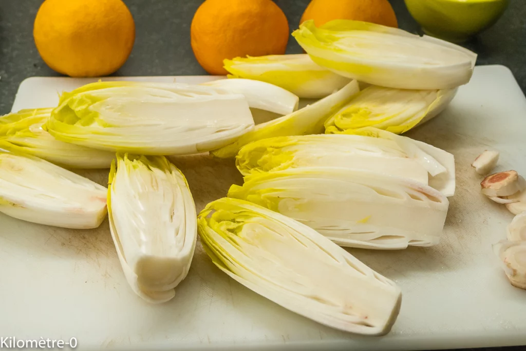 Endives braisées, oranges et grenade - Étape 1