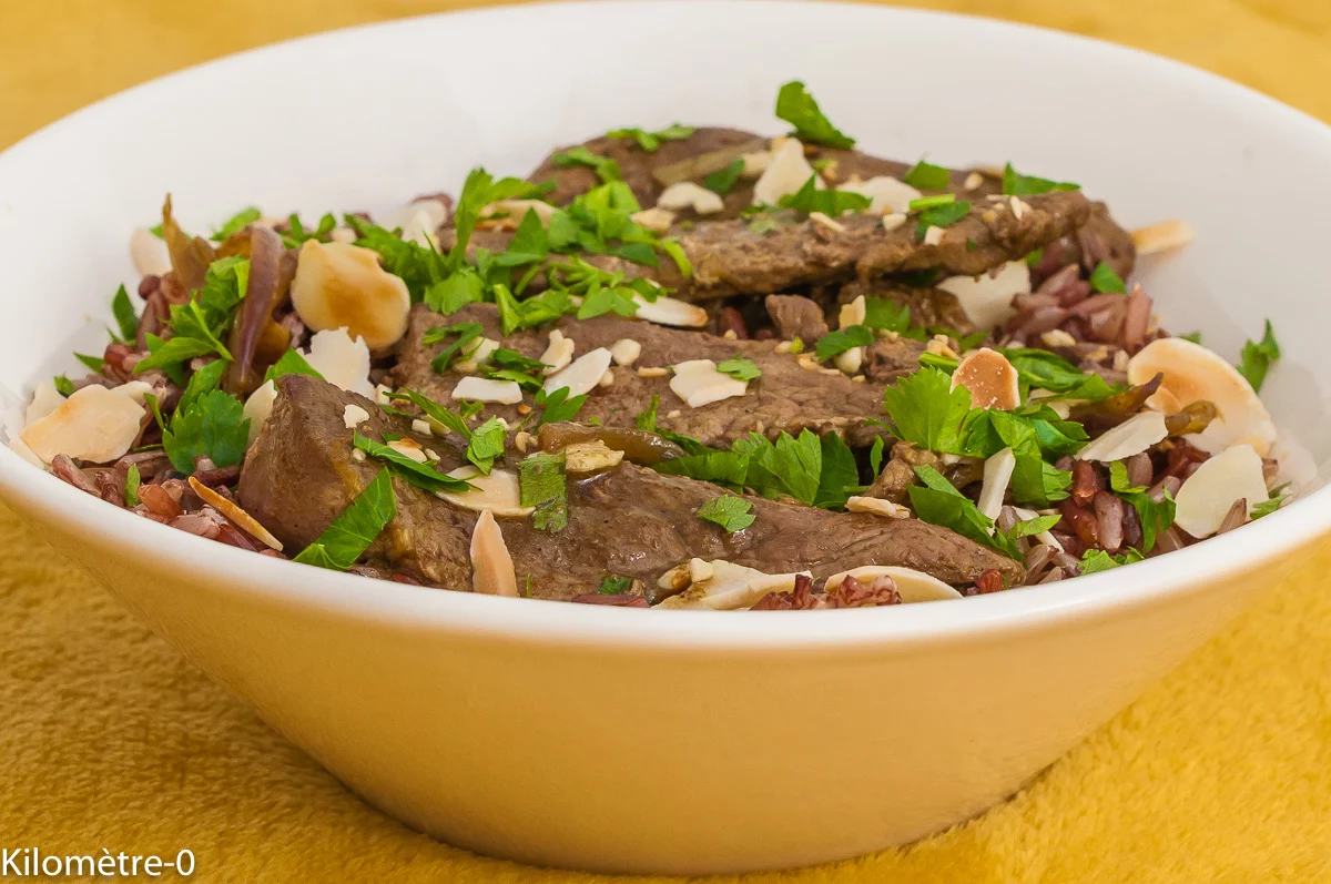 Photo de recette de sauté de canard, volaille, canard, épices, ras-el-hanout, fenouil , riz,amandes, cuisine marocaine, cuisine facile, cuisine du monde, Kilomètre-0, blog de cuisine réalisée à partir de produits de saison et issus de circuits courts