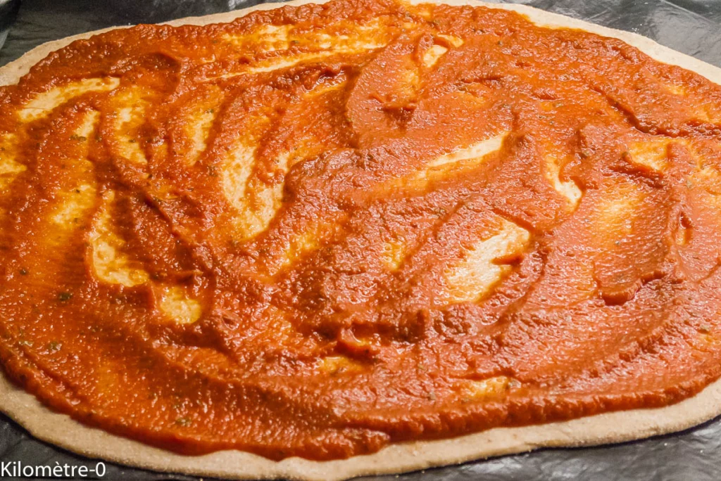 Pizza aux épinards, chorizo et olives - Étape 7