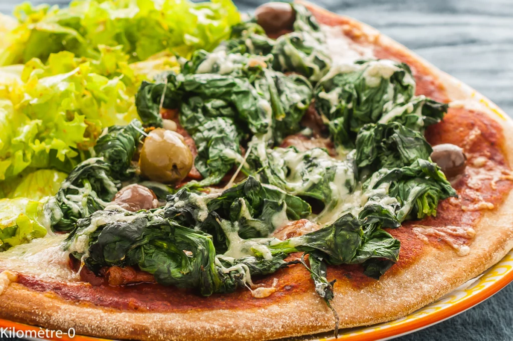 Pizza aux épinards, chorizo et olives - Étape 13