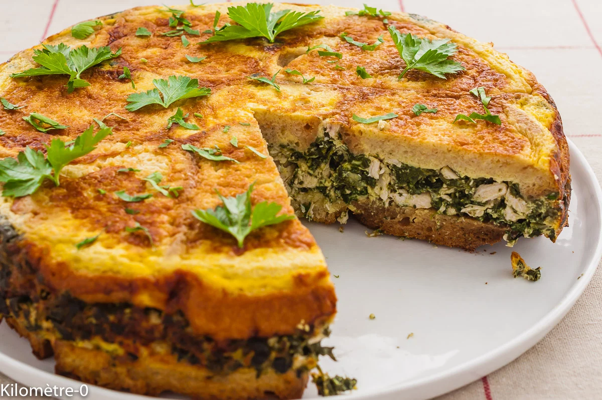 Photo de recette; ancienne, traditionnelle, médiévale, moyen âge, gasteau, gâteau, salé, poulet, épinards, pain, facile, bio, Kilomètre-0, blog de cuisine réalisée à partir de produits de saison et issus de circuits courts