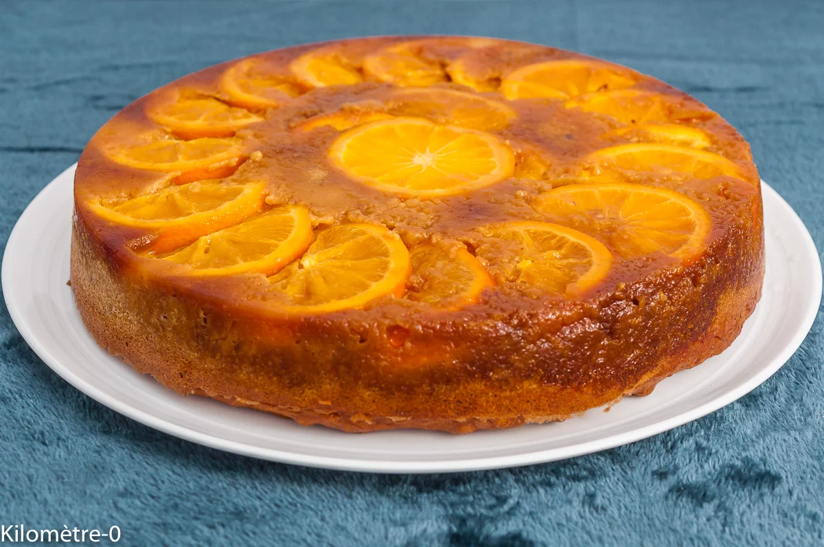 Photo de recette, dessert, gâteau, orange, caramel, facile, gâteau renversé, caramel, hiver, agrumes, bio, Kilomètre-0, blog de cuisine réalisée à partir de produits de saison et issus de circuits courts