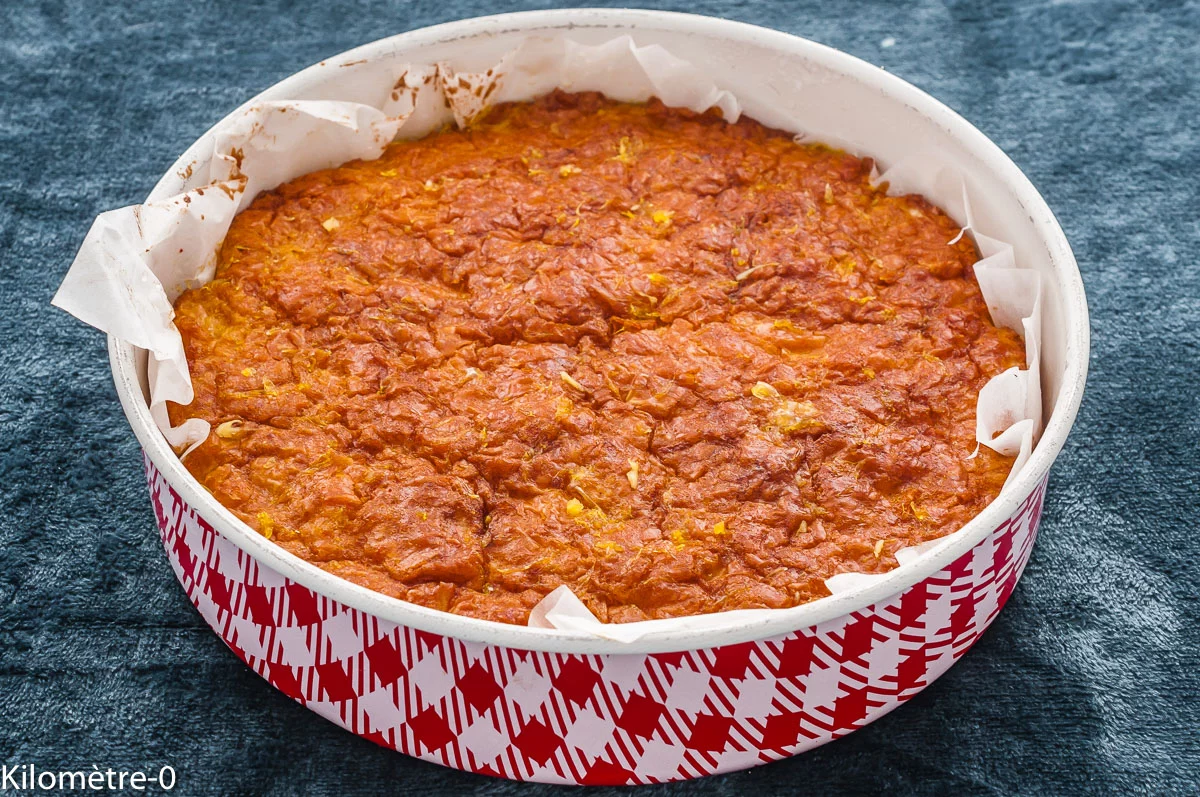 Photo de recette grecque, dessert grec, gâteau européen, gâteau du monde, Grèce, portokalopita, gâteau grec à l'orange, orange, filo, agrumes, hiver, bio, facile, de Kilomètre-0, blog de cuisine réalisée à partir de produits de saison et issus de circuits courts