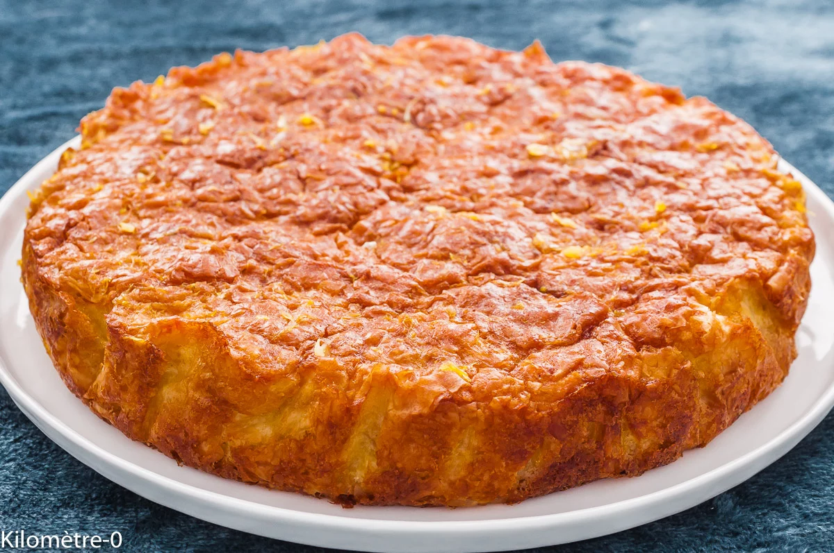Photo de recette grecque, dessert grec, gâteau européen, gâteau du monde, Grèce, portokalopita, gâteau grec à l'orange, orange, filo, agrumes, hiver, bio, facile, de Kilomètre-0, blog de cuisine réalisée à partir de produits de saison et issus de circuits courts