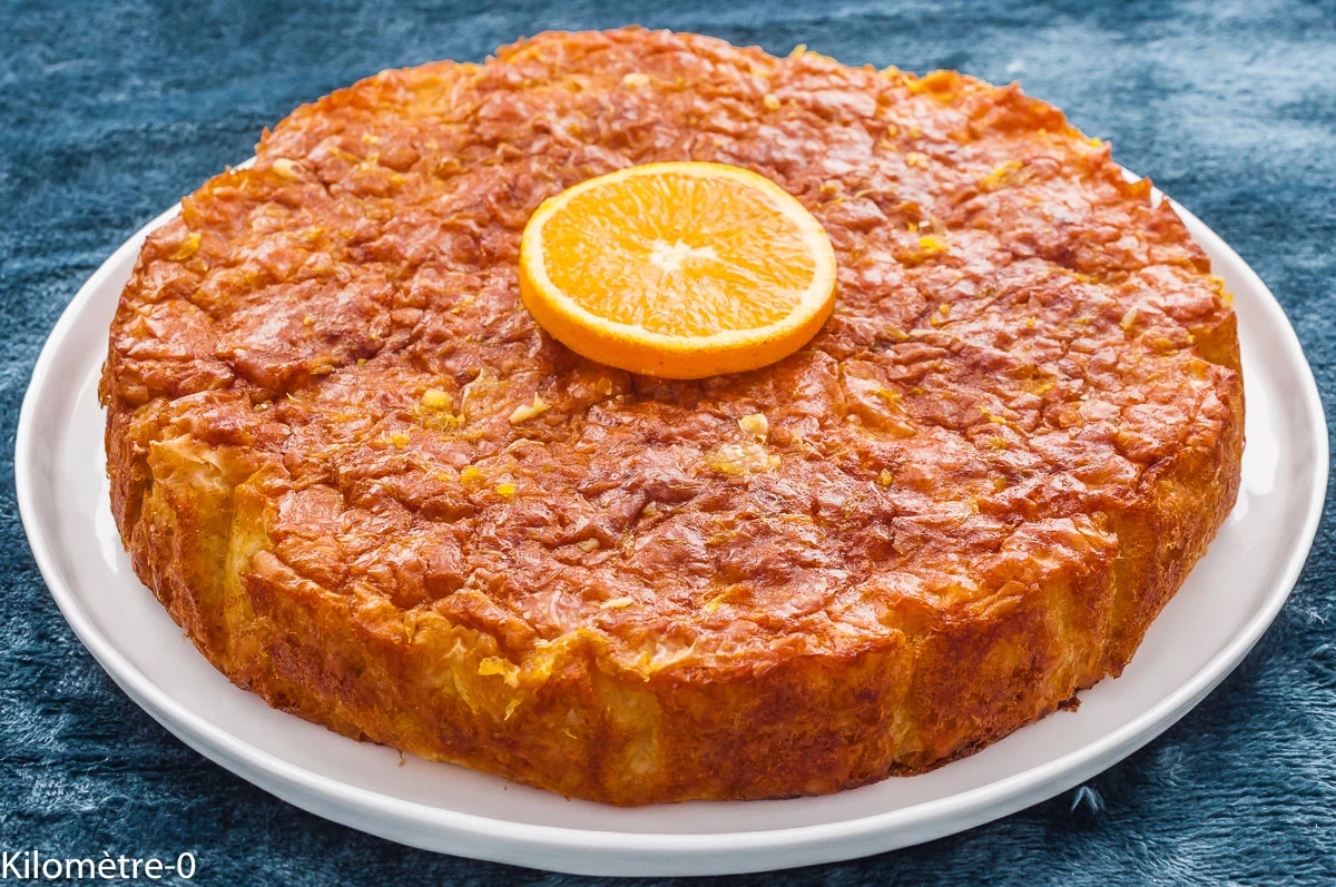 Photo de recette grecque, dessert grec, gâteau européen, gâteau du monde, Grèce, portokalopita, gâteau grec à l'orange, orange, filo, agrumes, hiver, bio, facile, de Kilomètre-0, blog de cuisine réalisée à partir de produits de saison et issus de circuits courts