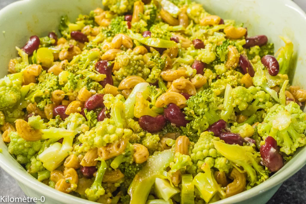 Salade de pâtes aux haricots rouges, brocolis et chou romanesco - Étape 10