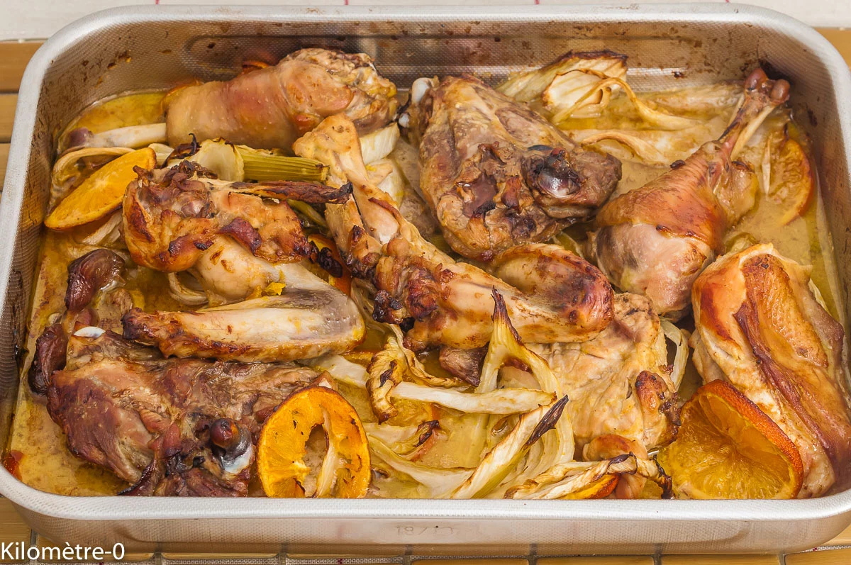 Photo de recette de poulet rôti, orange, fenouil, bio, facile, Kilomètre-0, blog de cuisine réalisée à partir de produits de saison et issus de circuits courts
