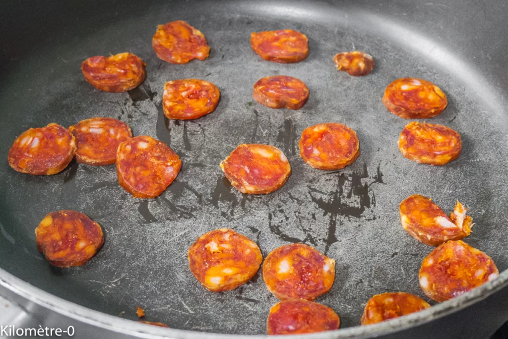 Épinards tomates, chorizo et oeuf - Étape 6