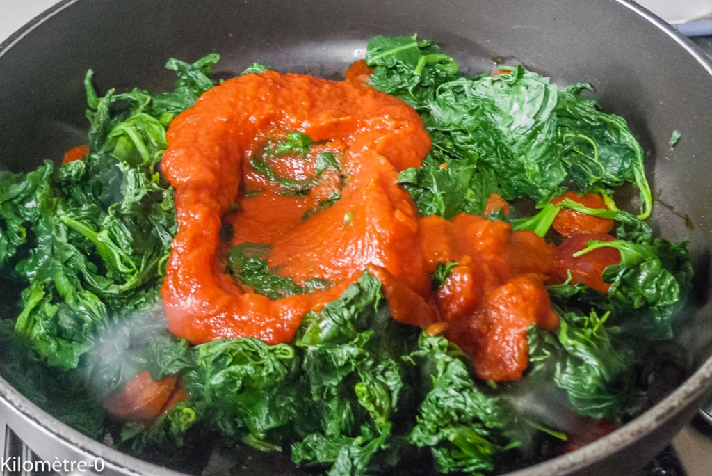 Épinards tomates, chorizo et oeuf - Étape 8