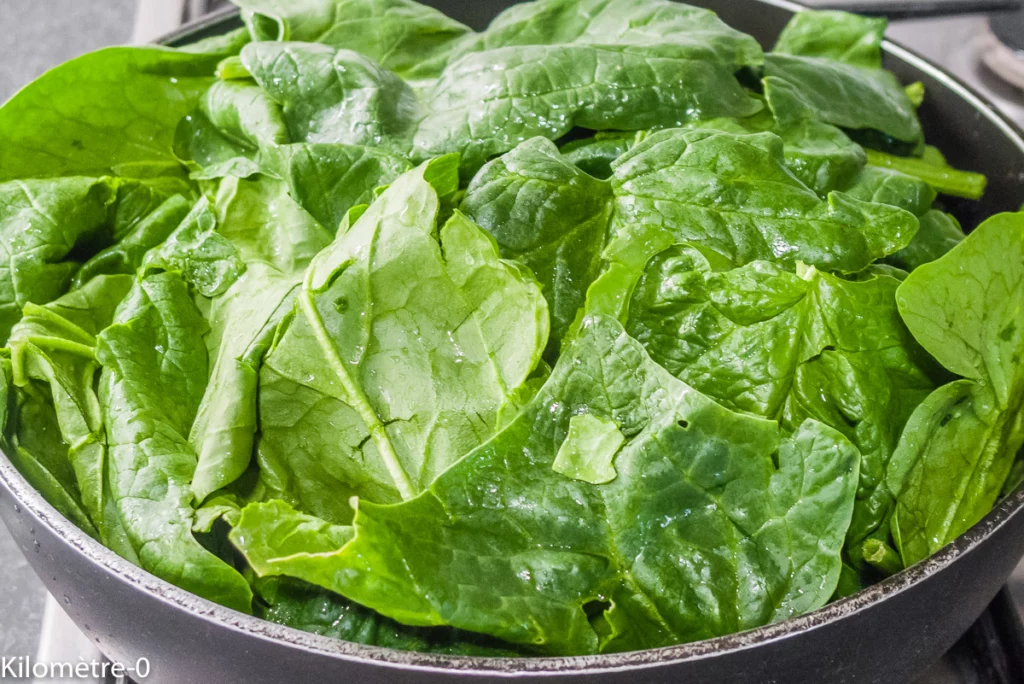 Crêpes aux épinards, crudités et oeufs - Étape 3