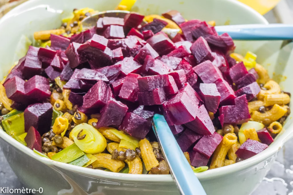 Salade de pâtes aux lentilles, poireaux et betteraves - Étape 9