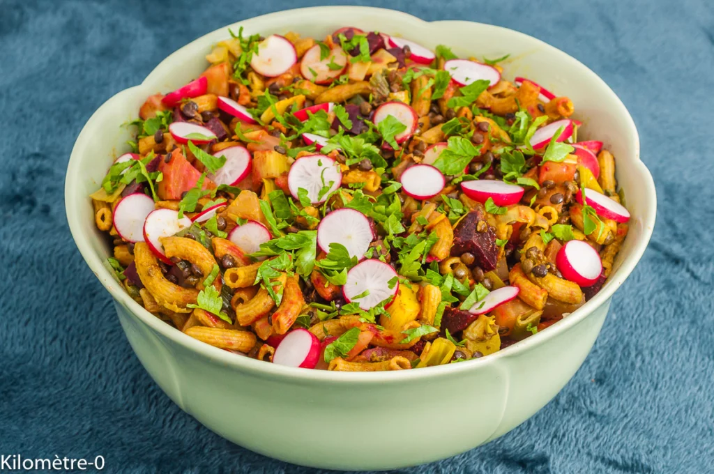 Salade de pâtes aux lentilles, poireaux et betteraves - Étape 10