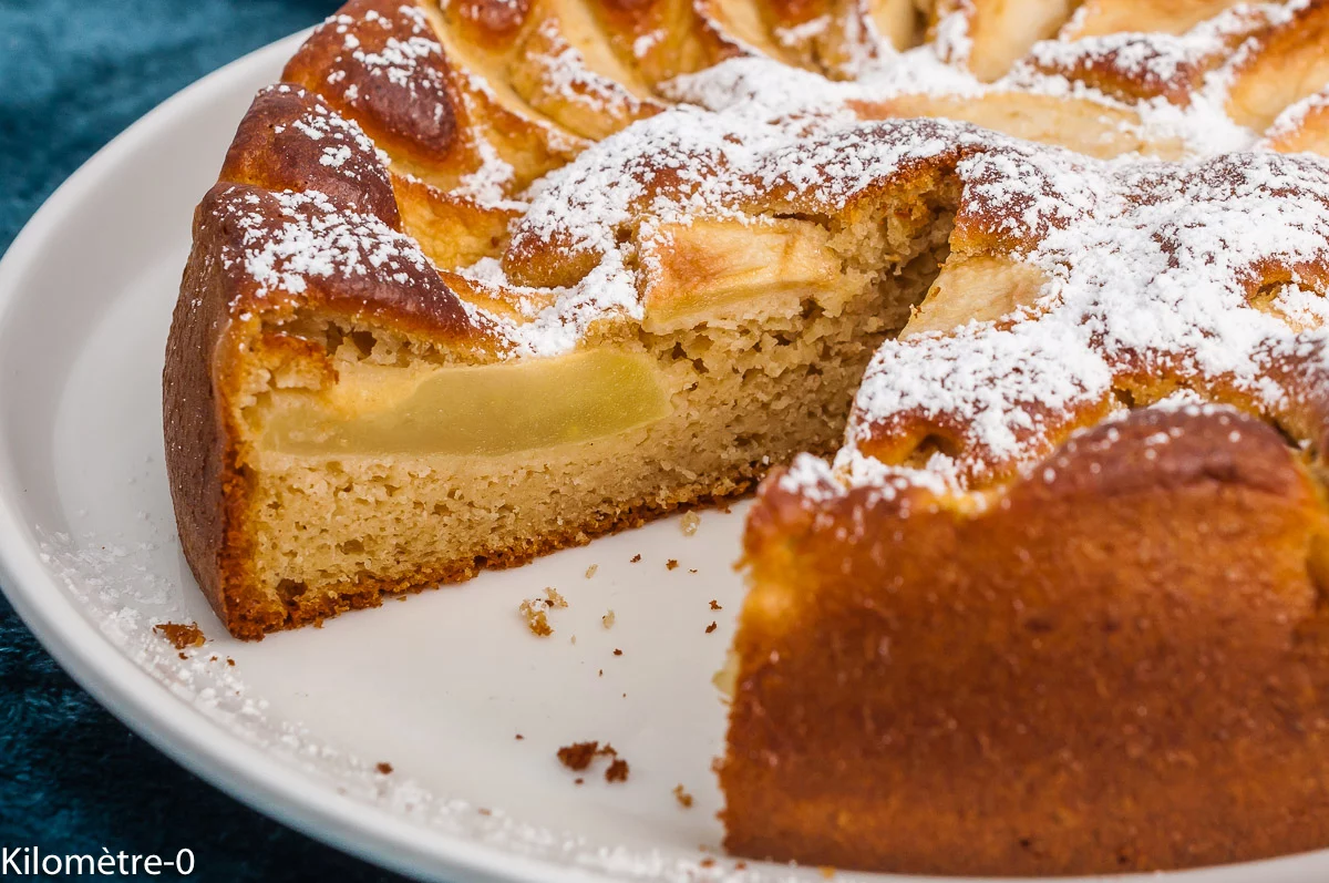 Photo de recette de dessert, gâteau, gâteau brioché, pommes, facile, économique, pas cher, bio, Kilomètre-0, blog de cuisine réalisée à partir de produits de saison et issus de circuits courts