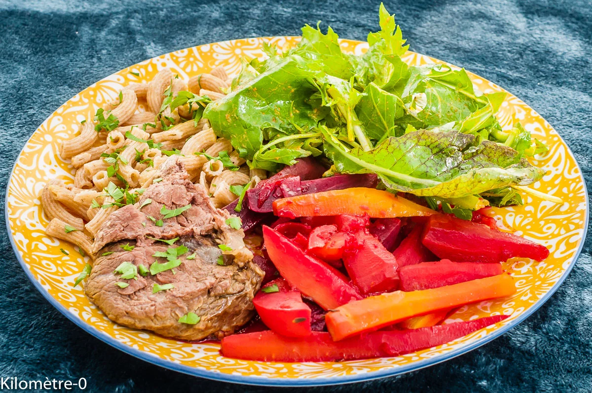 Photo de recette de jarret de boeuf, facile, cuisson vapeur, cuisson douce, viande moelleuse, viande , bio, Kilomètre-0, blog de cuisine réalisée à partir de produits de saison et issus de circuits courts
