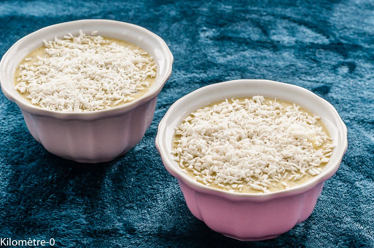 Photo de recette de dessert, facile, crème de coco, noix de coco, laitage, lait, oeufs, four vapeur, facile, rapide, bio, Kilomètre-0, blog de cuisine réalisée à partir de produits de saison et issus de circuits courts