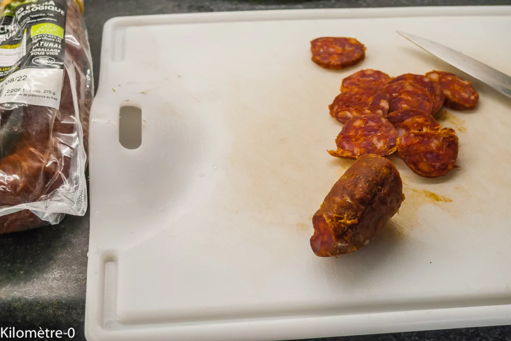 Pâtes fraiches, courgettes en sauce et chorizo - Étape 2