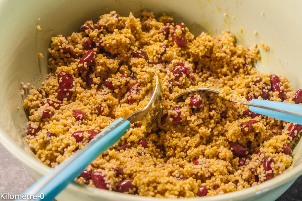 Salade de semoule aux haricots rouges, petits pois, carottes et radis - Étape 6