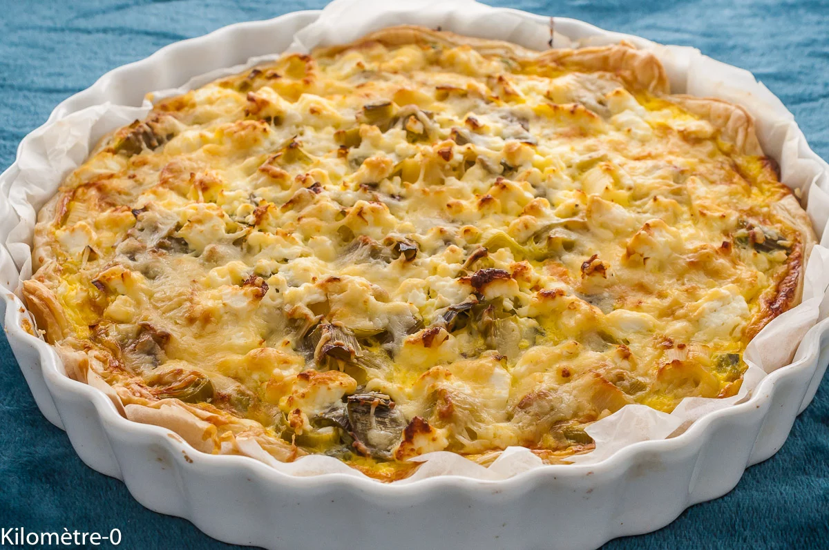 Photo de recette de tarte, tarte salée, légumes, petits pois, poireaux, carottes, fêta, printemps, bio, quiche, Kilomètre-0, blog de cuisine réalisée à partir de produits de saison et issus de circuits courts