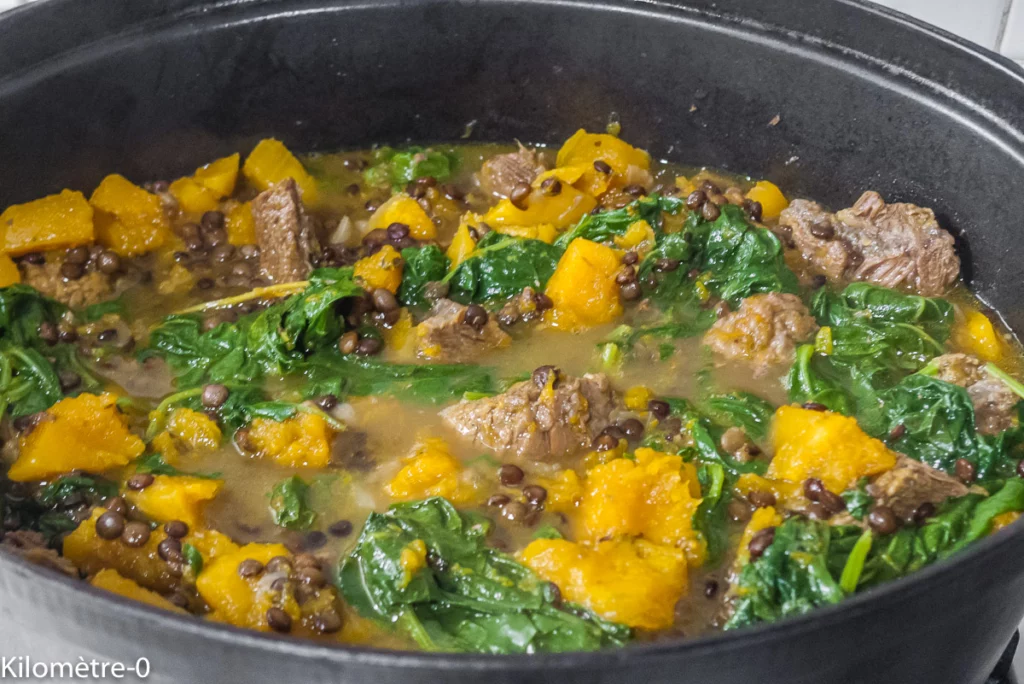 Bœuf aux épices, aux lentilles, épinards et courge - Étape 13