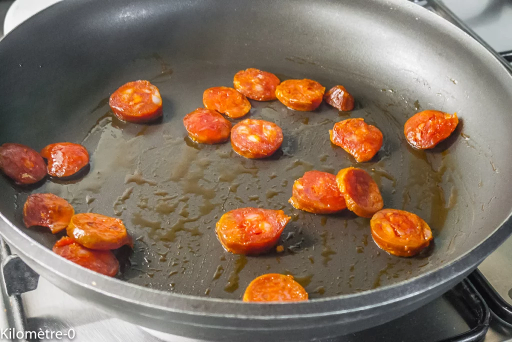 Courgettes au chorizo et œufs sur le plat - Étape 3