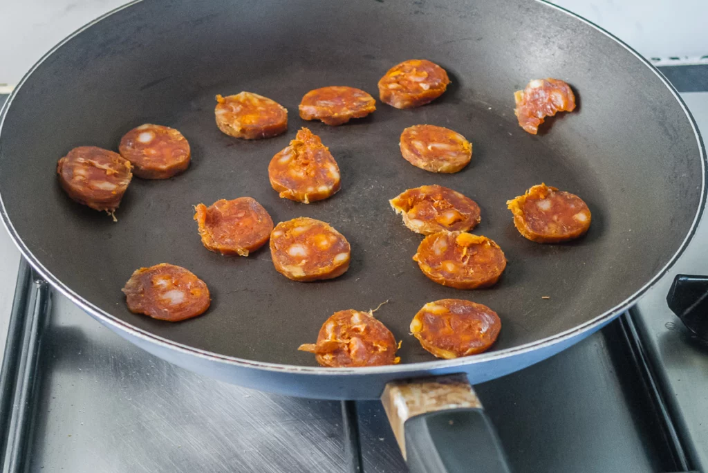 Pâtes fraiches, courgettes en sauce et chorizo - Étape 3