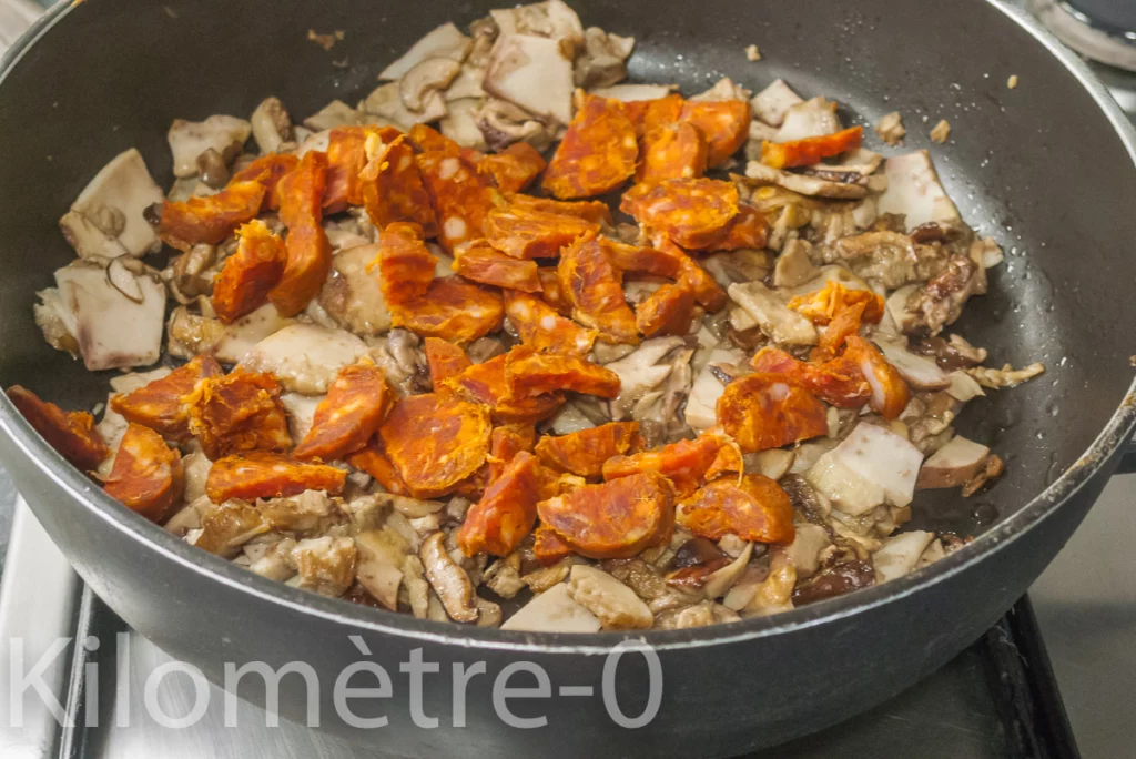 Poêlée d&rsquo;aubergines aux cèpes et au chorizo - Étape 4