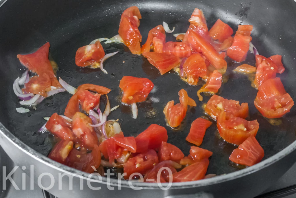 Poêlée de haricots verts, tomates et olives - Étape 3