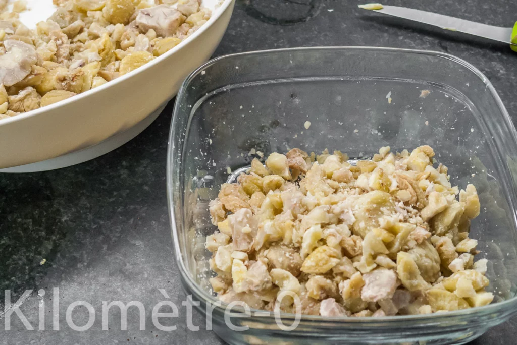 Patates douces aux châtaignes, cèpes et jambon de Parme - Étape 3