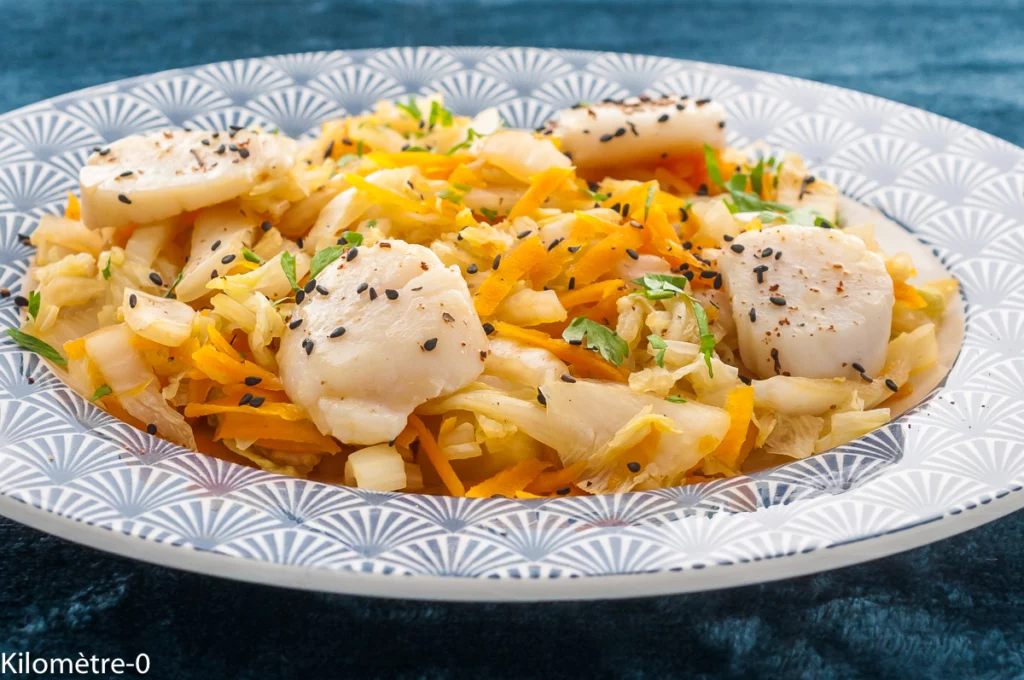 Chou chinois aux carottes et saint-jacques - Étape 6