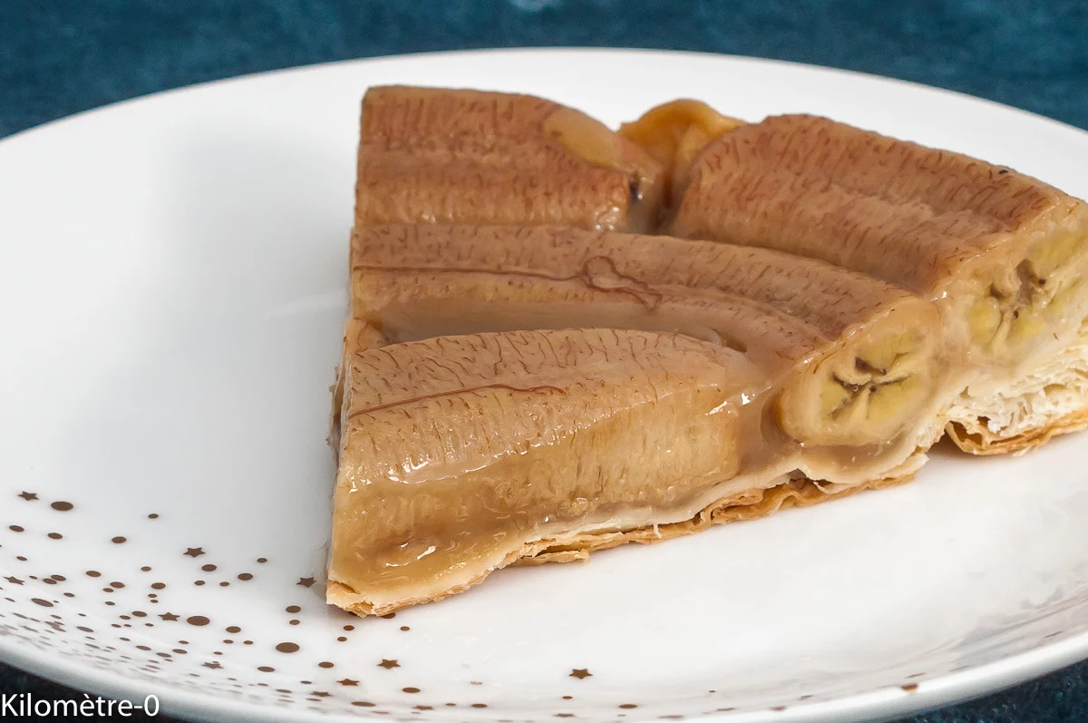 Photo de recette de dessert, fruits, tarte tatin, tarte, bananes, fruits d'hiver, automne, hiver, facile, feuilleté, Kilomètre-0, blog de cuisine réalisée à partir de produits de saison et issus de circuits courts