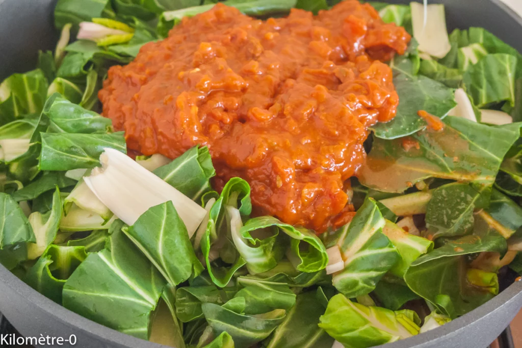 Poêlée de blettes aux champignons, lardons et bolognaise - Étape 4