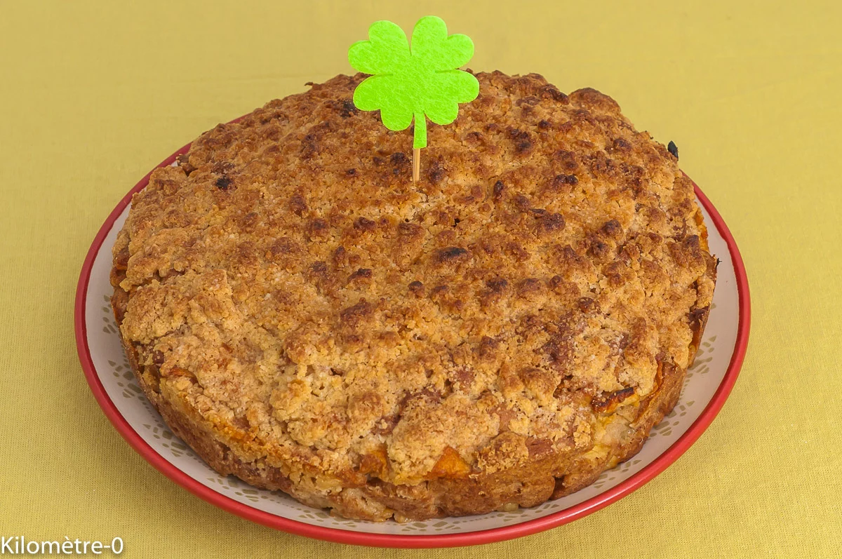 Photo de recette de, apple, crumble, cake, gâteau irlandais, recette irlandaise, facile, fruits, Saint Patrick, St Patrick, bio, dessert, Kilomètre-0, blog de cuisine réalisée à partir de produits de saison et issus de circuits courts