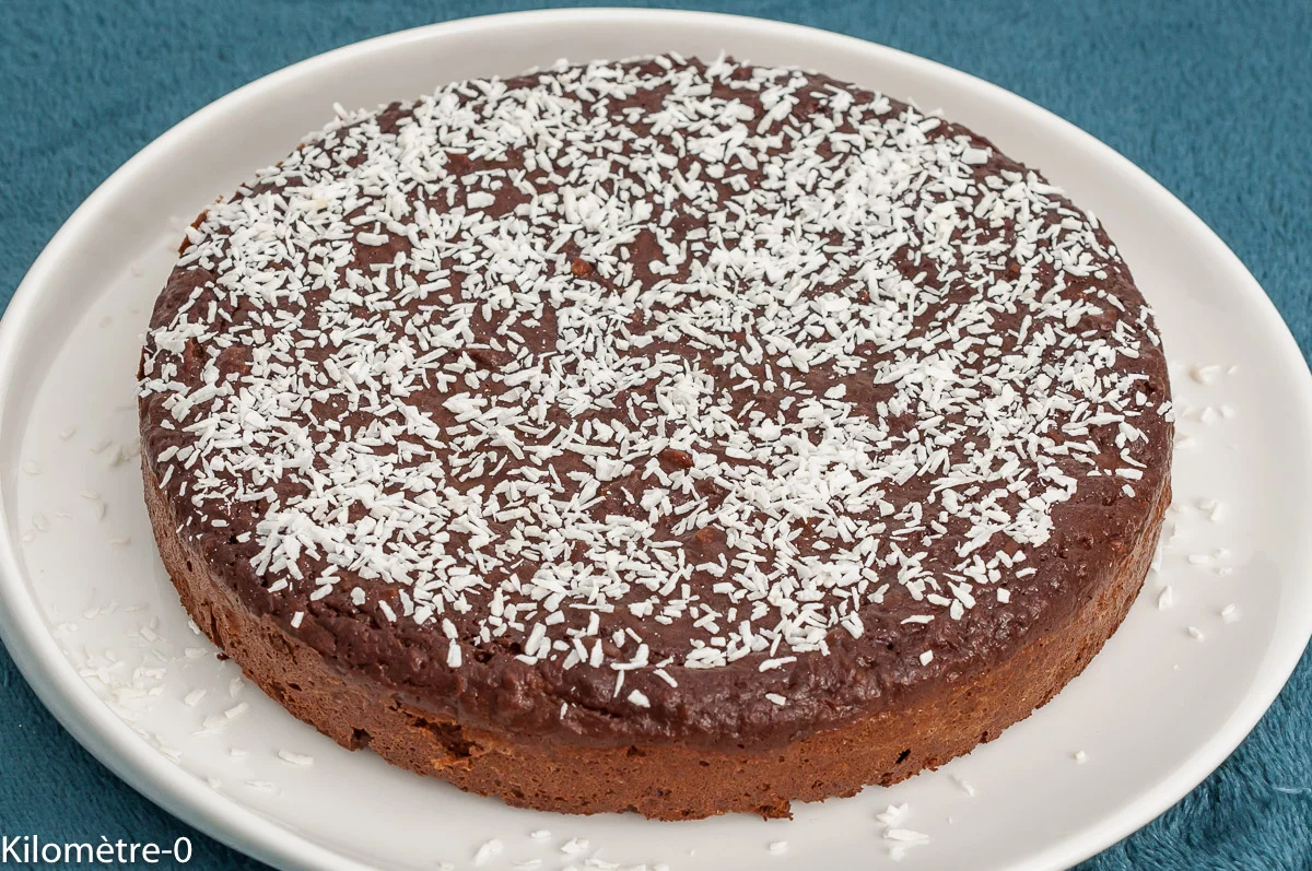 Photo de recette de dessert, gâteau, moelleux, chocolat, pommes, sans beurre, sans farine, sans lait, sans lactose, healthy, bio, gourmand, léger, Kilomètre-0, blog de cuisine réalisée à partir de produits de saison et issus de circuits courts