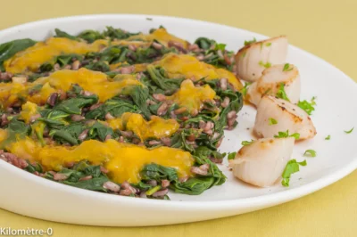 Photo de recette de saint jacques, légumes,  épinards,  riz, sauce à l'orange, agrumes, sauce, facile, healthy, Kilomètre-0, blog de cuisine réalisée à partir de produits de saison et issus de circuits courts